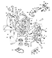 Блок цилиндров (Часть 1) 2-х тактного ПЛМ MERCURY 40 M Серийный номер от 9854537 до 0P016999
