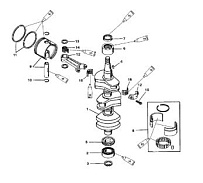 Коленчатый вал, поршни и шатуны 2-Х ТАКТНОГО ПЛМ MERCURY 55 Серийный номер от 0G290585 до 0G589999