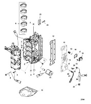 Блок цилиндров и картер 4-Х ТАКТНОГО ПЛМ MERCURY 60 Серийный номер от 0T409000 до 1B344306