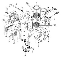 Зажим и поворотные кронштейны 2-х тактного ПЛМ MERCURY 5 M Серийный номер от 0T894439 и выше