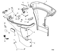 Низ капота 4-Х ТАКТНОГО ПЛМ MERCURY 40 Серийный номер от 0T409000 до 1B226999