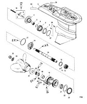 Корпус коробки передач, карданный вал - 2.33:1 передаточное число 2-Х ТАКТНОГО ПЛМ MERCURY 60 Серийный номер от 0P325500 и выше